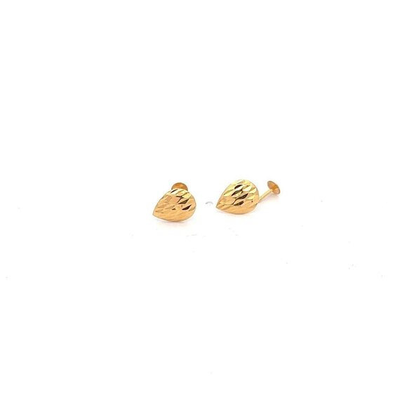 18K Gold Earrings Screw Type Tear Drop - Picture 1 of 5